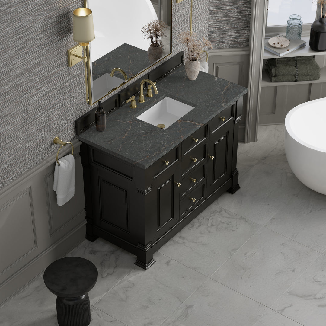 Brookfield 48" Single Vanity, Black Onyx w/ 3 CM Parisien Bleu Silestone® Top