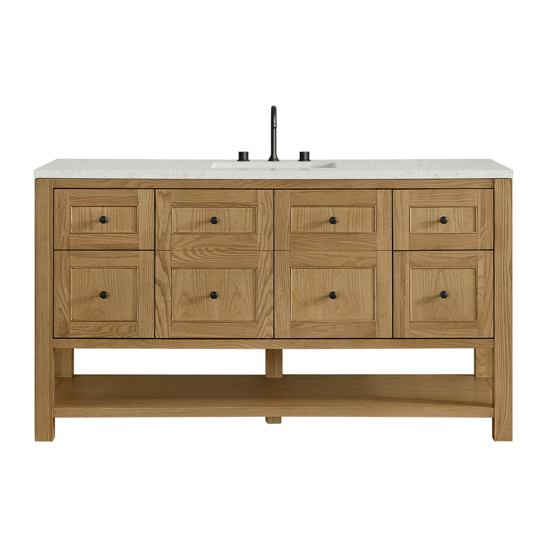 Breckenridge 60" Single Vanity, Light Natural Oak, w/ 3 CM Lime Delight Quartz Top