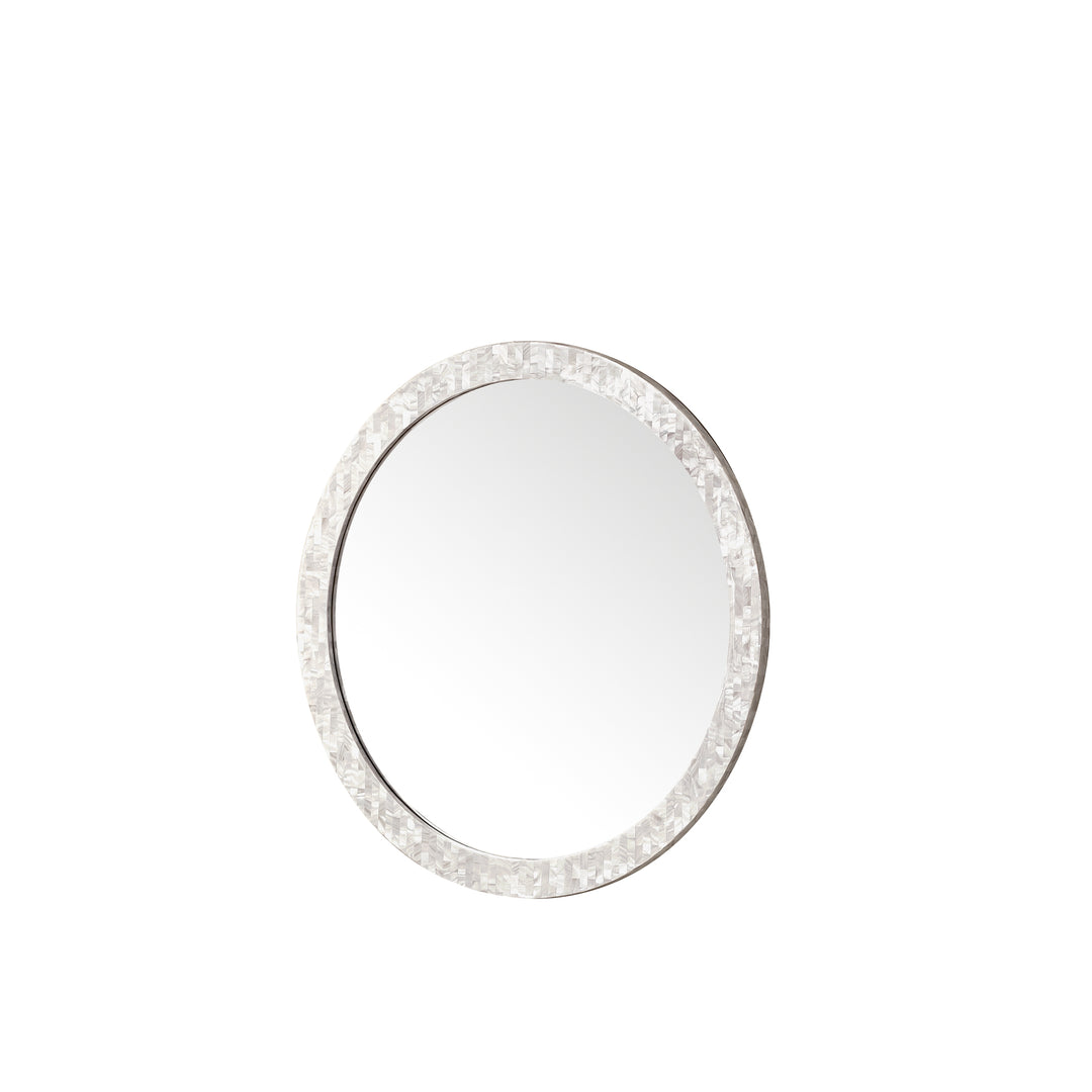 Callie 30" Round Mirror, White Mother of Pearl