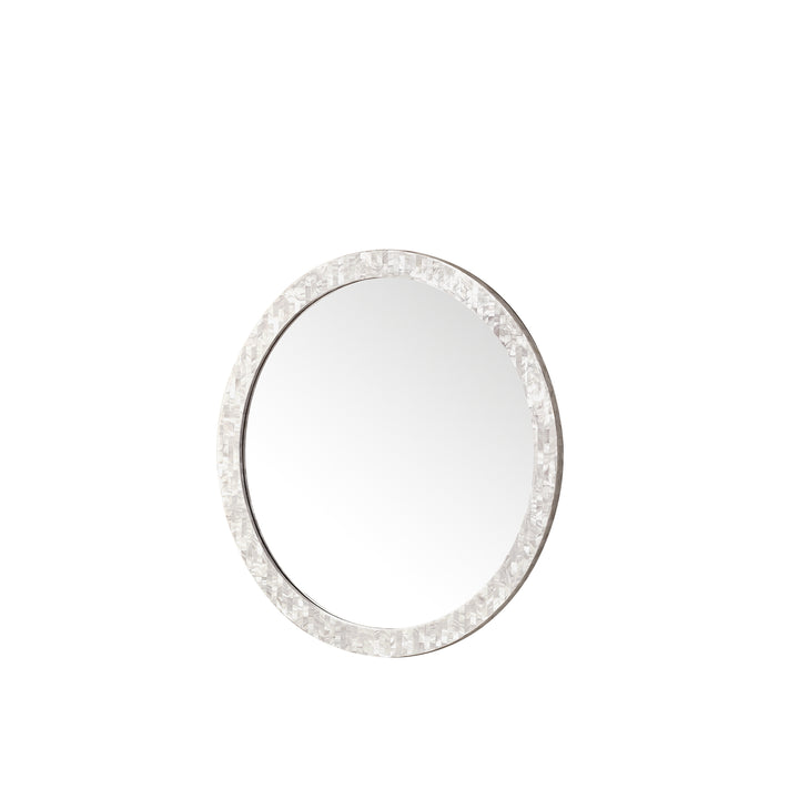 Callie 30" Round Mirror, White Mother of Pearl