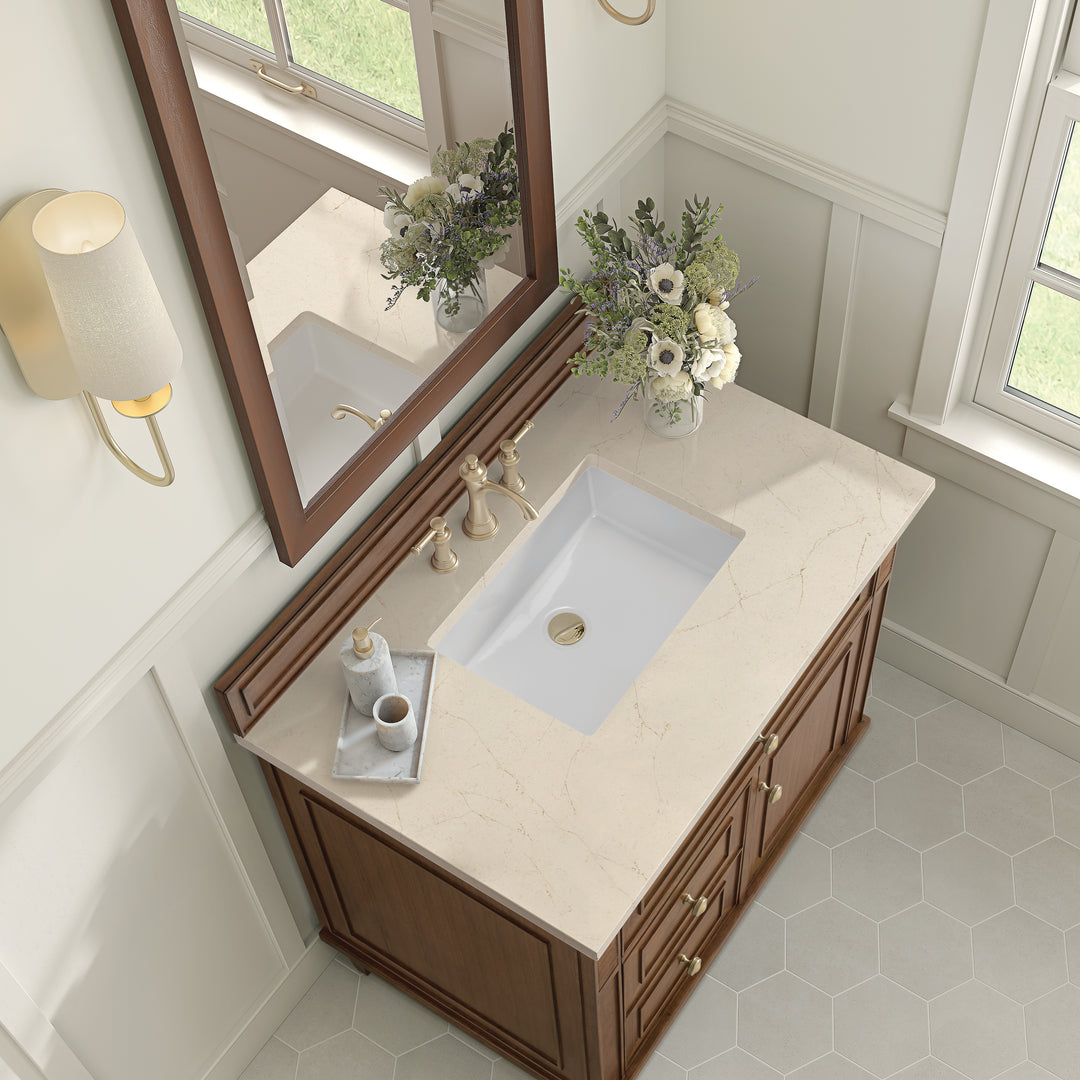 Lorelai 36" Single Vanity, Mid-Century Walnut w/ 3 CM Eternal Marfil Silestone Top