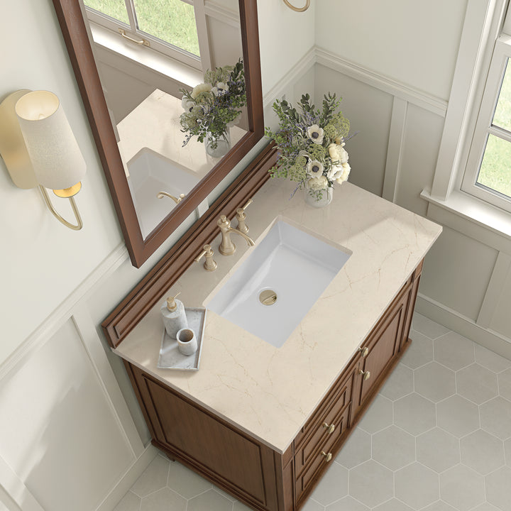 Lorelai 36" Single Vanity, Mid-Century Walnut w/ 3 CM Eternal Marfil Silestone Top