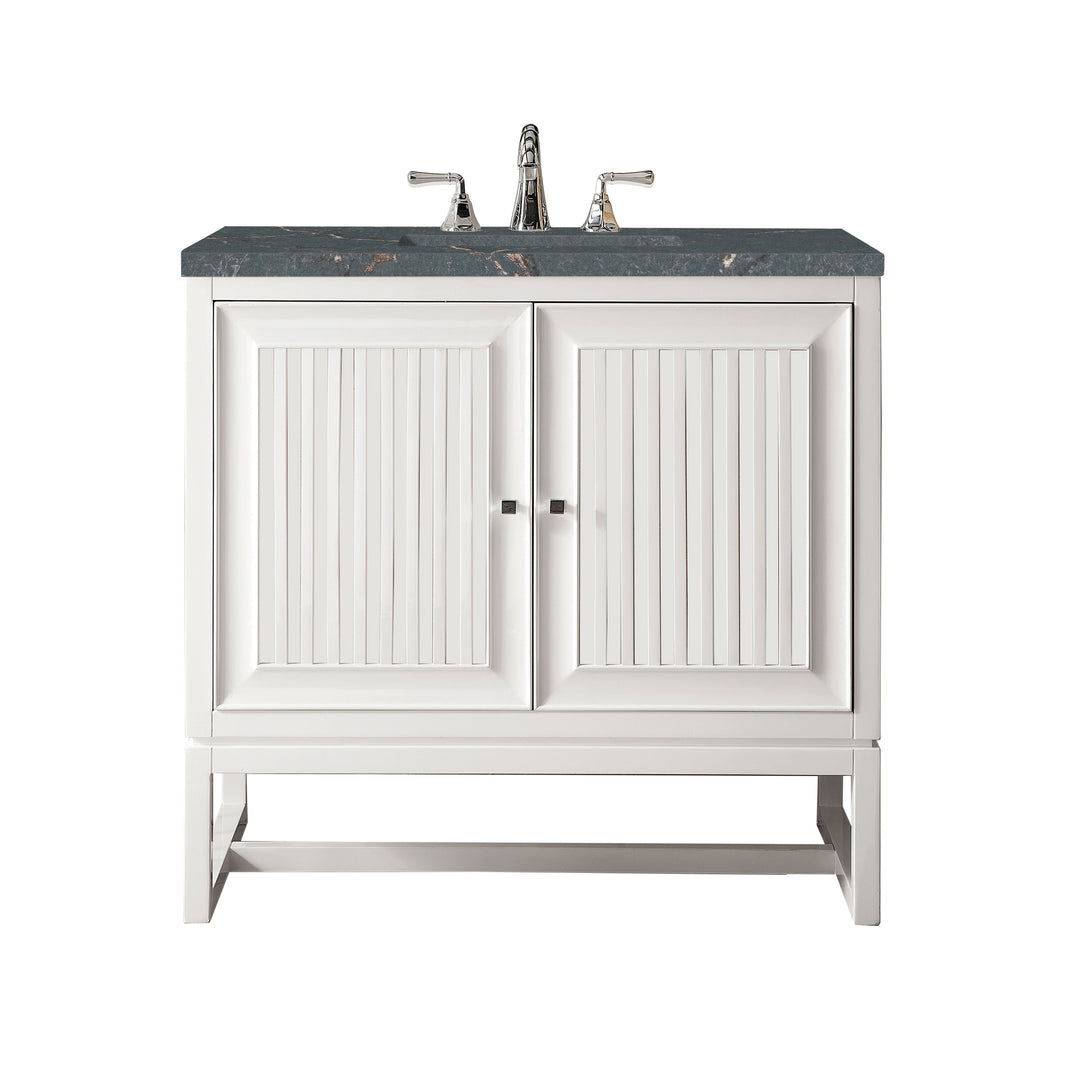 Athens 36" Single Vanity, Glossy White w/ 3 CM Parisien Bleu Silestone Top