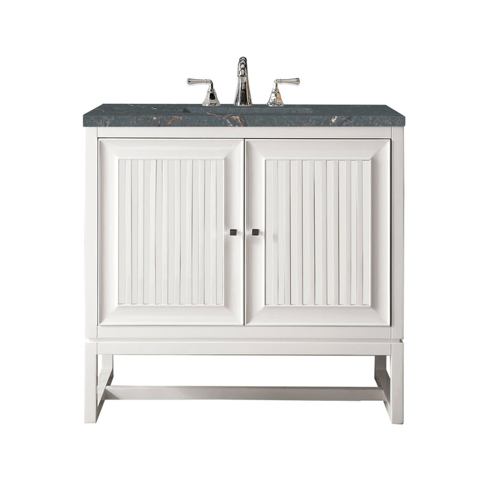 Athens 36" Single Vanity, Glossy White w/ 3 CM Parisien Bleu Silestone Top