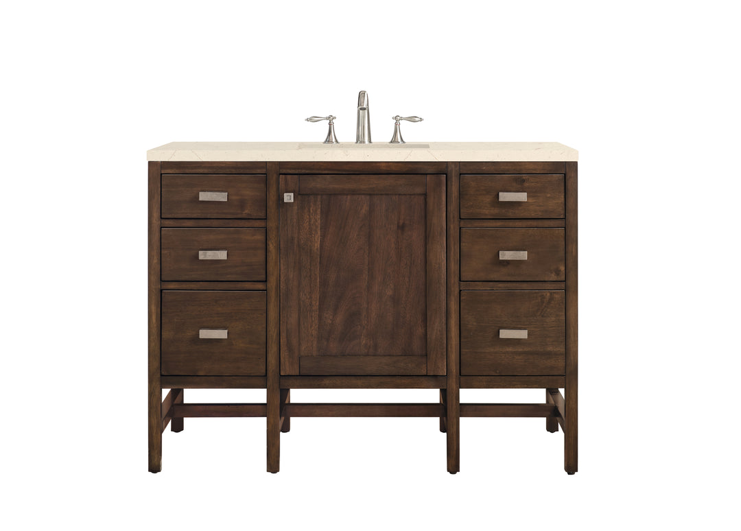 Addison 48" Single Vanity, Mid-Century Acacia w/ 3 CM Eternal Marfil Silestone Top