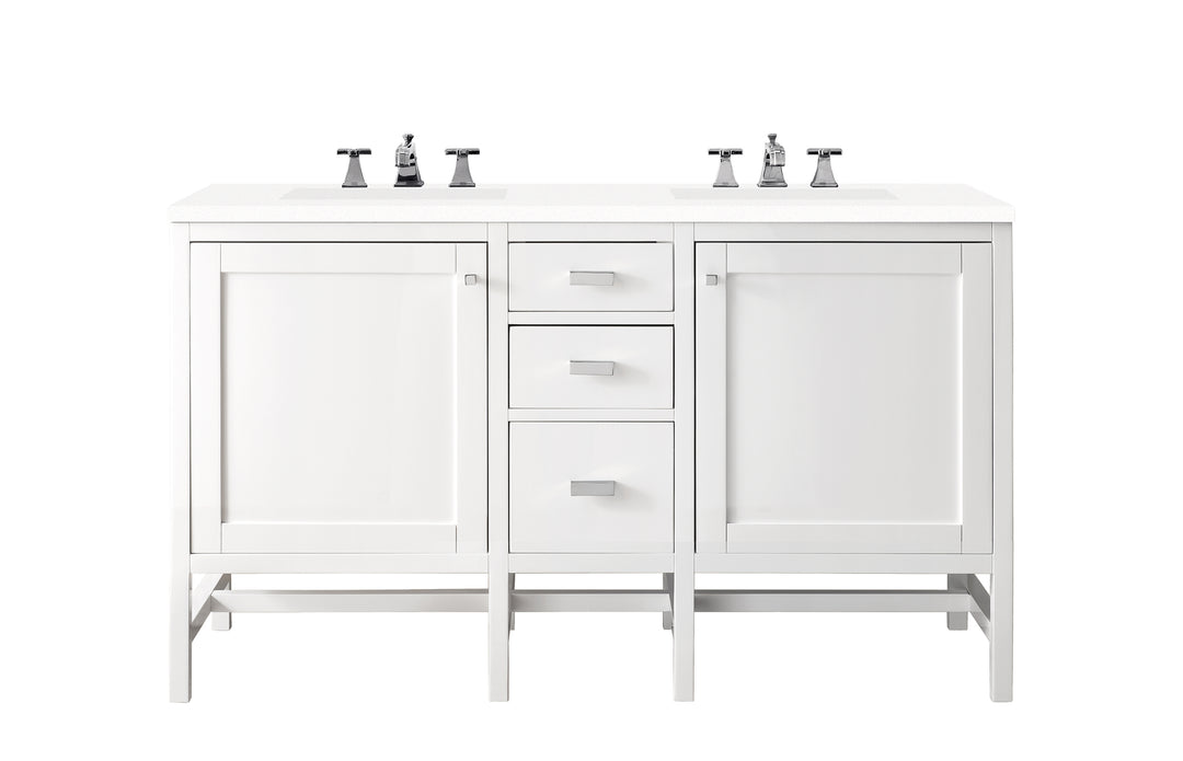 Addison 60" Double Vanity, Glossy White w/ 3 CM White Zeus Silestone Top