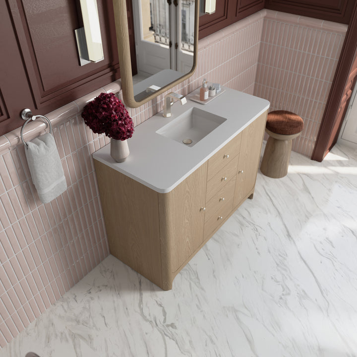 Gracyn 48" Single Vanity, Coastal Driftwood, w/ 3 CM White Zeus Quartz Top