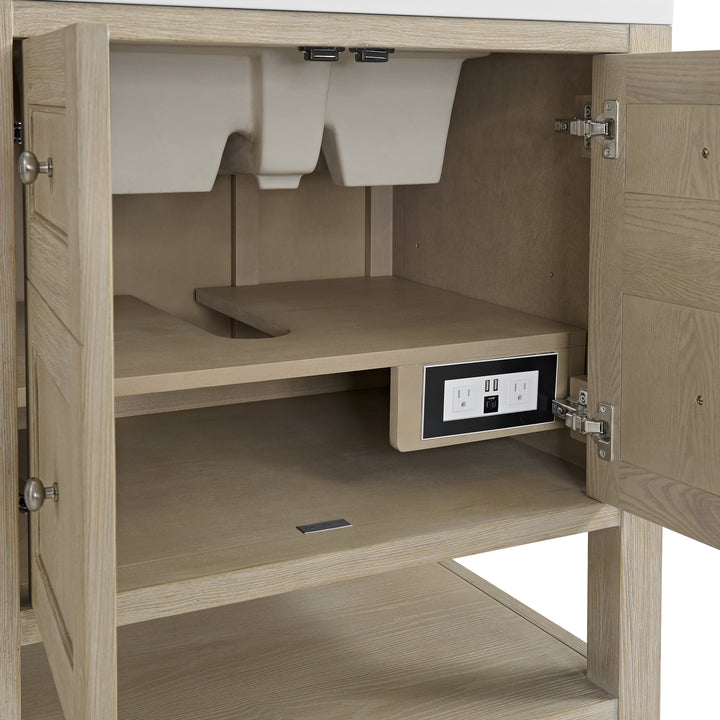 Breckenridge 30" Single Vanity, Whitewashed Oak w/ 3 CM Arctic Fall Solid Surface Top