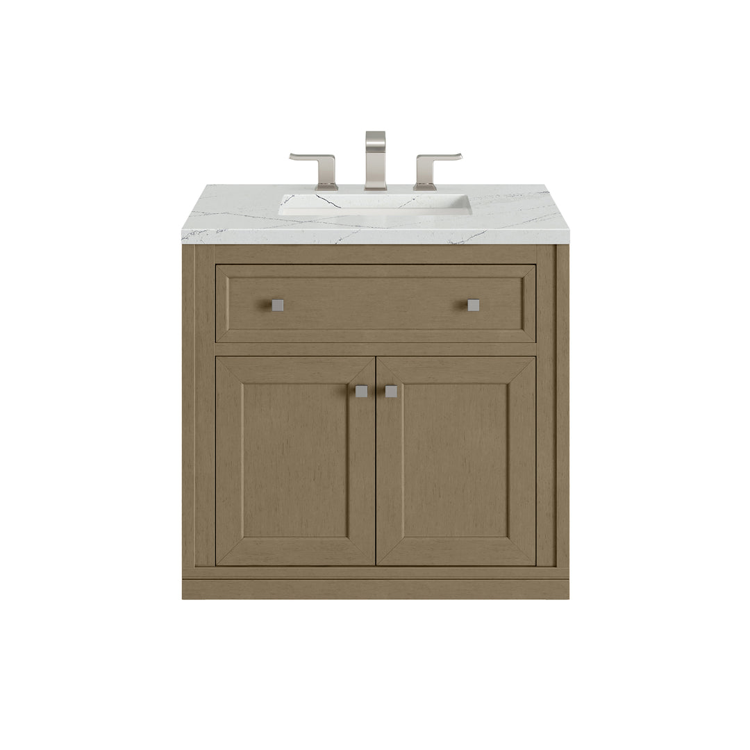 Chicago 30" Single Vanity, Walnut Whisper, w/ 3 CM Ethereal Noctis Silestone® Top