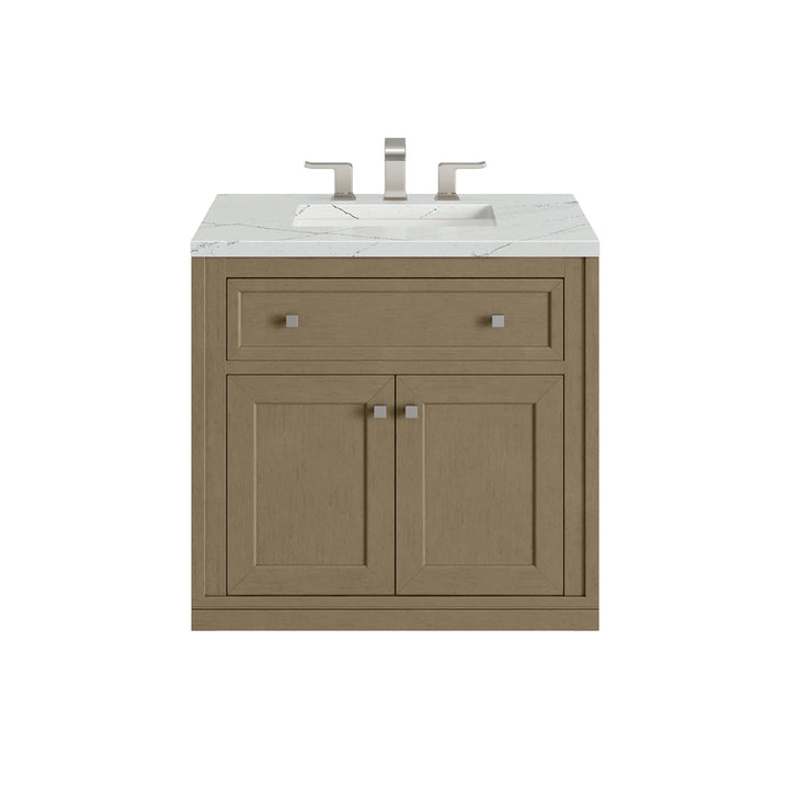 Chicago 30" Single Vanity, Walnut Whisper, w/ 3 CM Ethereal Noctis Silestone® Top