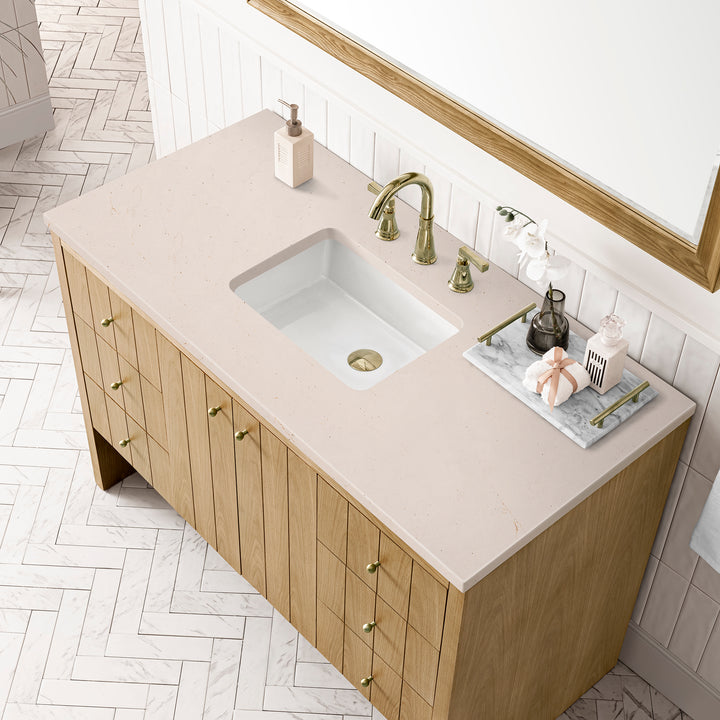 Hudson 48" Single Vanity, Light Natural Oak w/ 3 CM Eternal Marfil Top