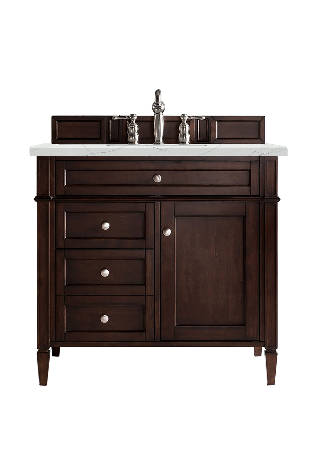 Brittany 36" Single Vanity, Burnished Mahogany w/ 3 CM Ethereal Noctis Silestone Top