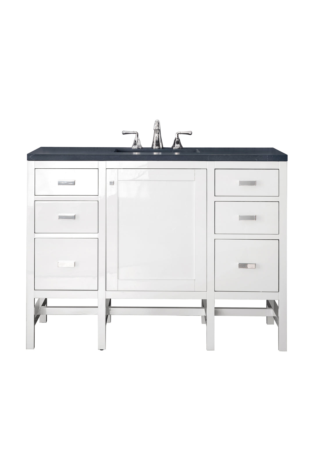 Addison 48" Single Vanity, Glossy White w/ 3 CM Charcoal Soapstone Silestone Top