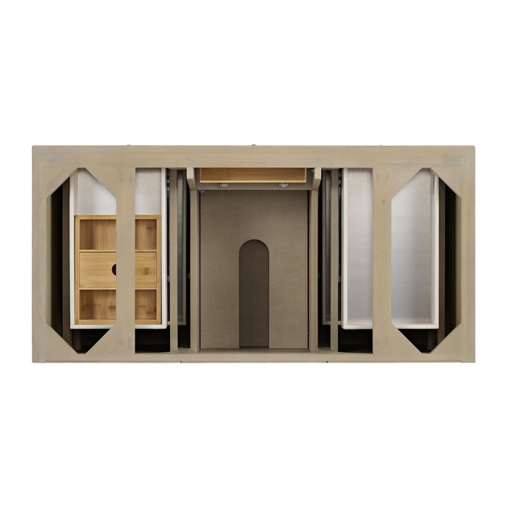 Lorelai 48" Single Vanity, Whitewashed Oak w/ 3 CM Eternal Jasmine Pearl Silestone Top w/FreePower Wireless Charger