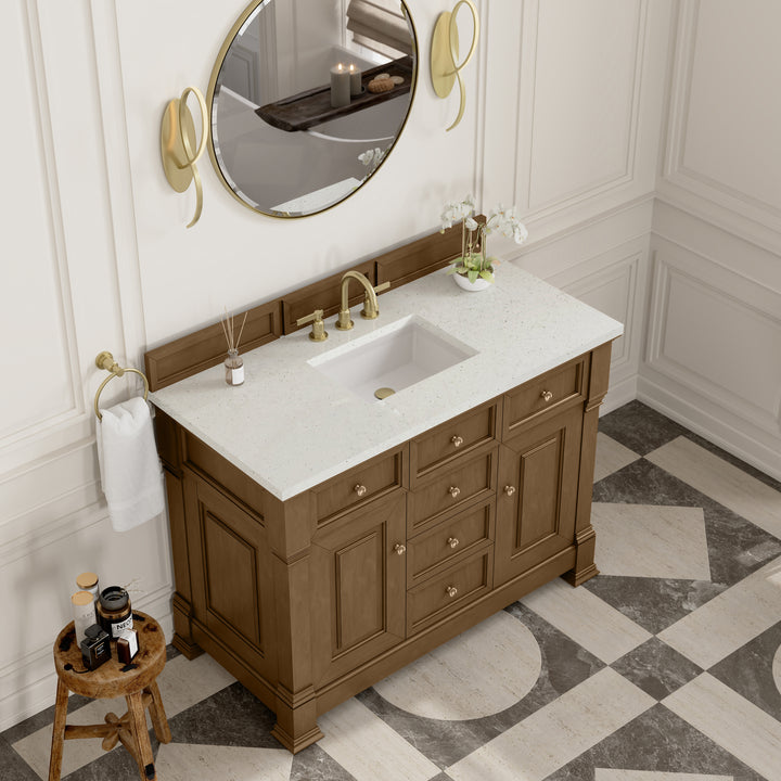 Brookfield 48" Single Vanity, Honey Oak w/ 3 CM Lime Delight Silestone® Top