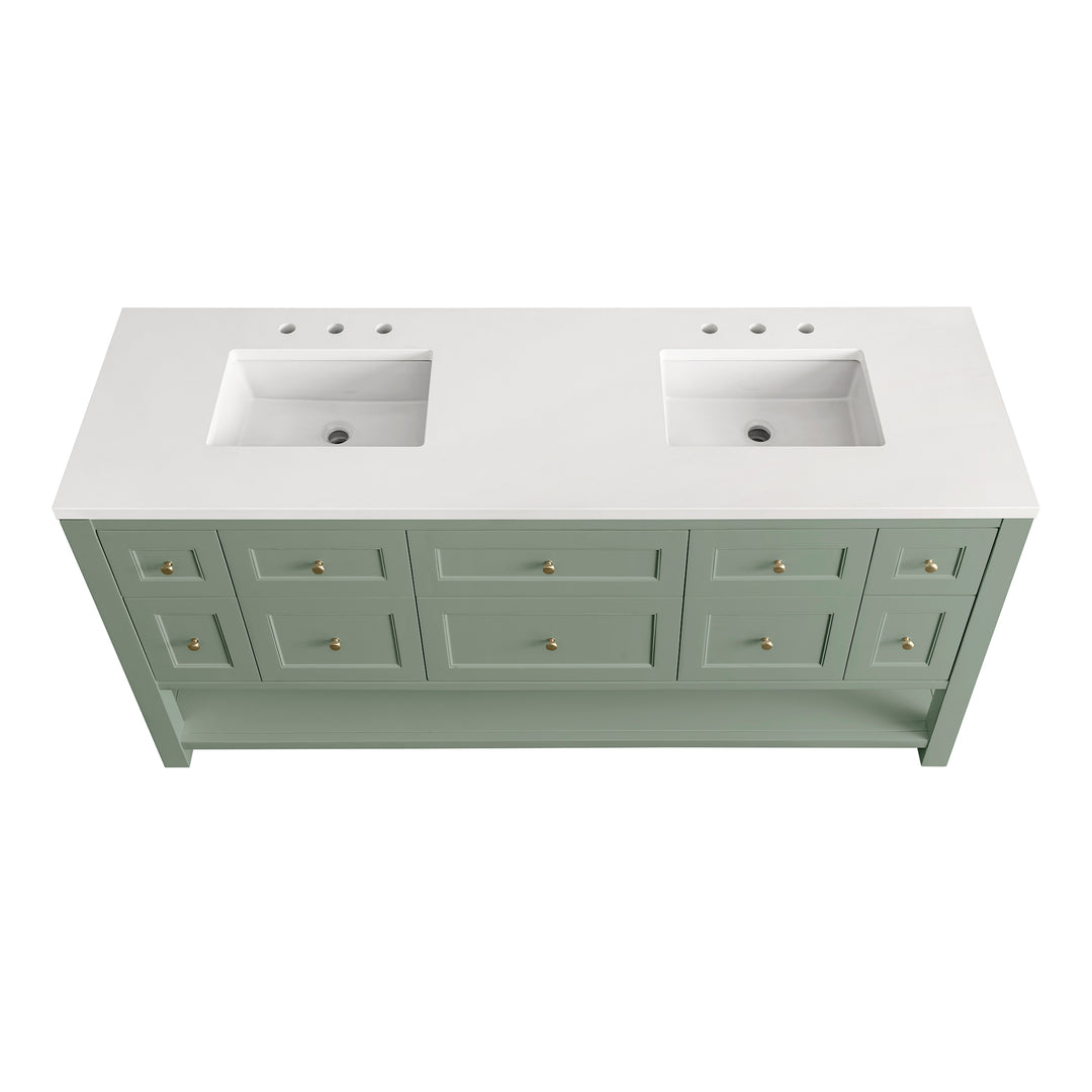 Breckenridge 72" Double Vanity Base Only, Smokey Celadon