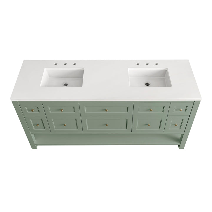 Breckenridge 72" Double Vanity Base Only, Smokey Celadon