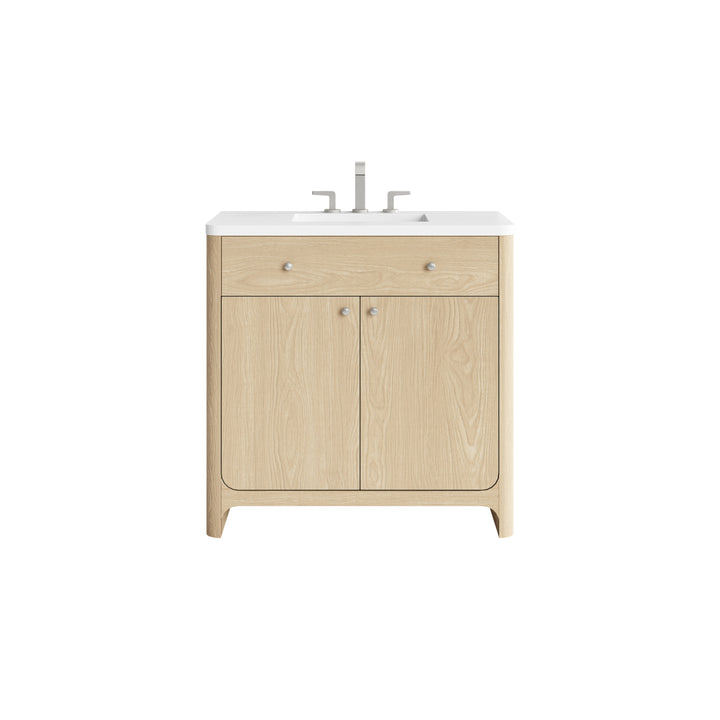 Gracyn 36" Single Vanity, Coastal Driftwood, w/ 3 CM White Zeus Quartz Widespread Top