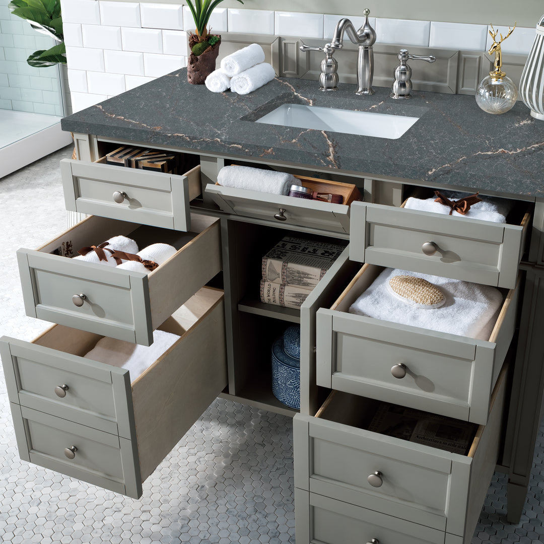 Brittany 48" Single Vanity, Urban Gray w/ 3 CM Parisien Bleu Silestone Top