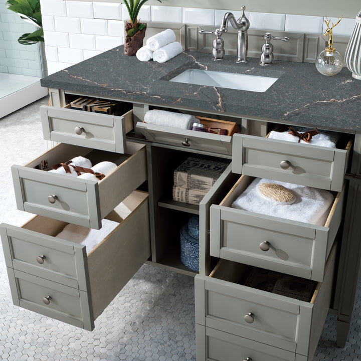 Brittany 48" Single Vanity, Urban Gray w/ 3 CM Parisien Bleu Silestone Top