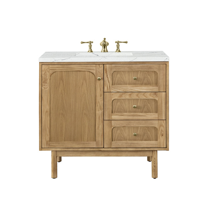 Laurent 36" Single Vanity, Light Natural Oak w/ 3 CM Ethereal Noctis Top