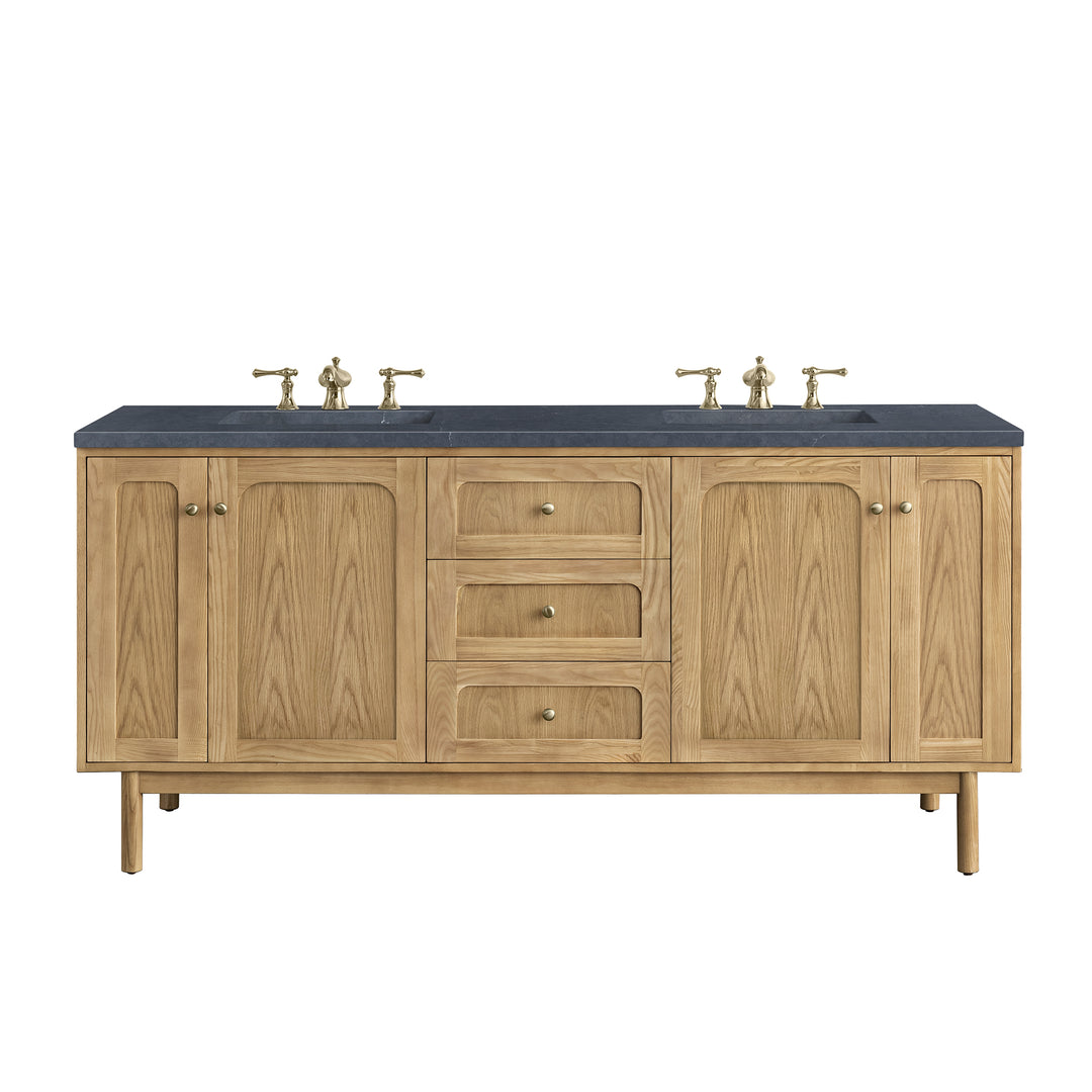 Laurent 72" Double Vanity, Light Natural Oak w/ 3 CM Charcoal Soapstone Top