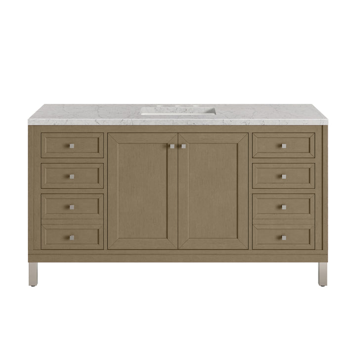 Chicago 60" Single Vanity, Walnut Whisper, w/ 3 CM Eternal Jasmine Pearl Silestone® Top