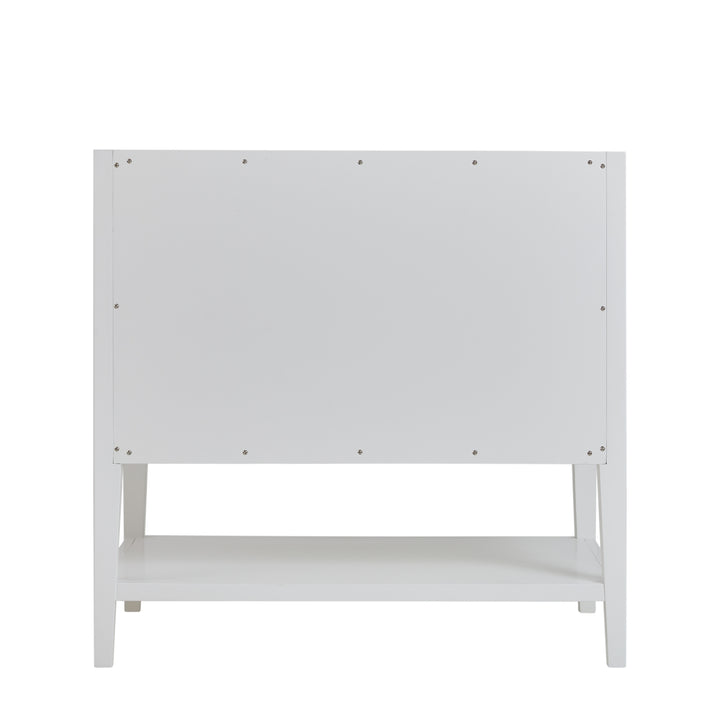 Olena 36" Single Vanity, Light Mappa Burl and Polished White w/ 3 CM White Zeus Silestone Top