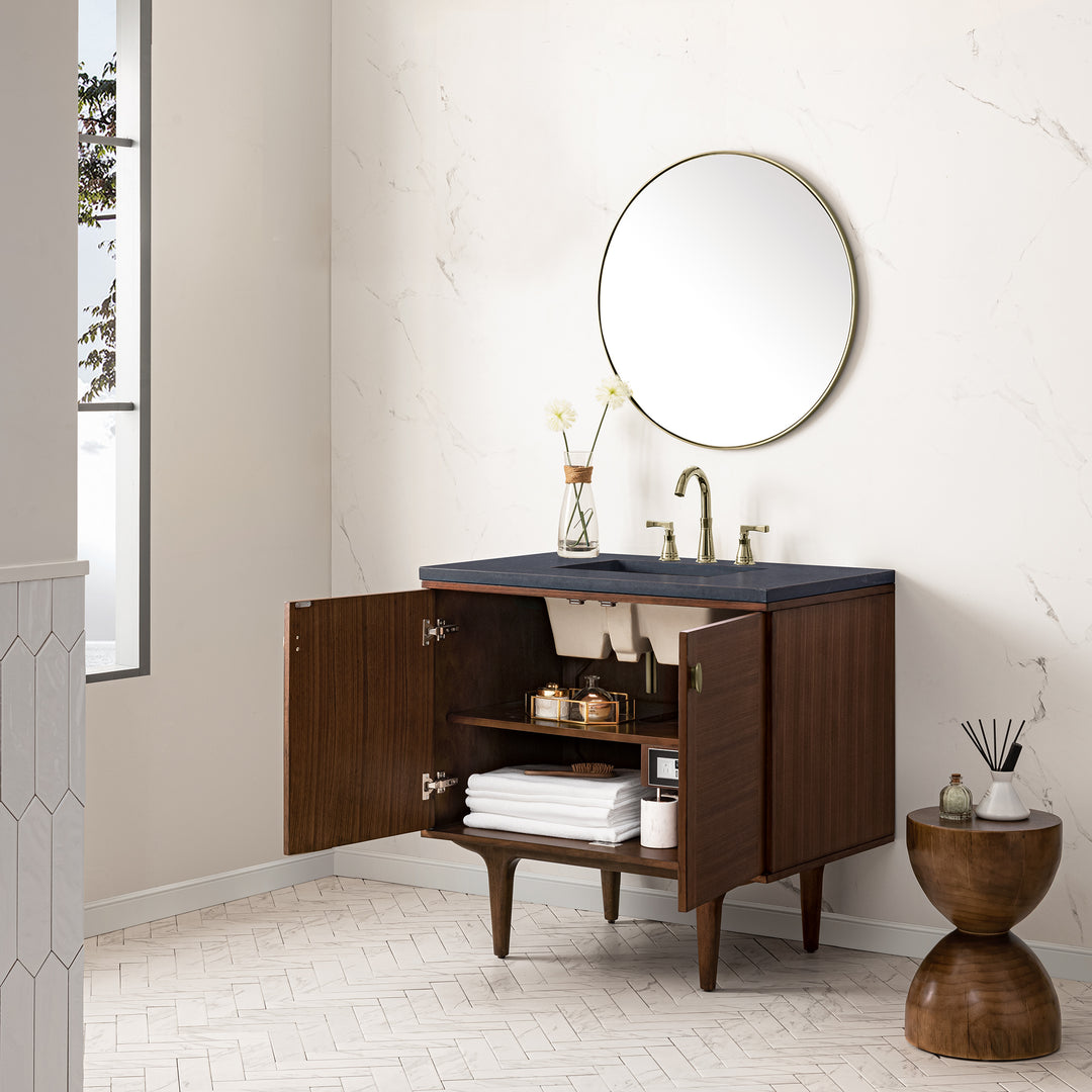 Amberly 36" Single Vanity Cabinet, Mid-Century Walnut