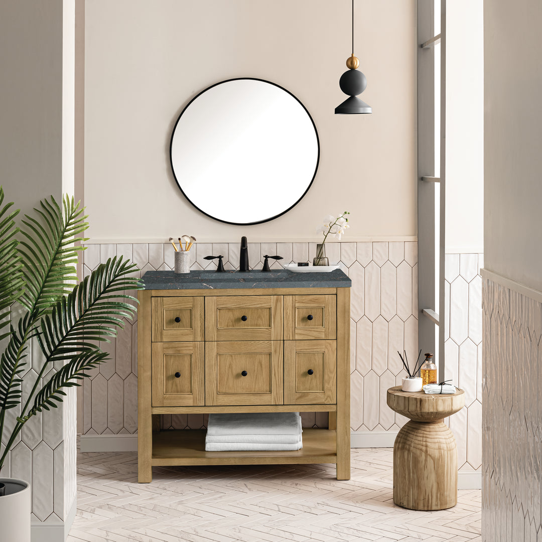 Breckenridge 36" Single Vanity, Light Natural Oak w/ 3 CM Parisien Bleu Top