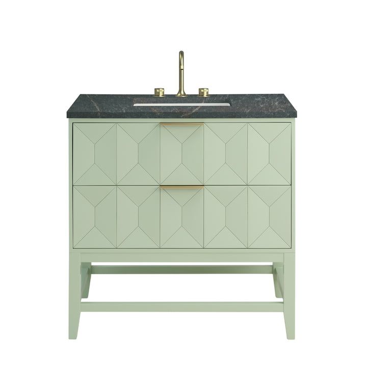 Emmeline 36" Single Vanity, Pistachio w/ 3 CM Parisien Bleu Top
