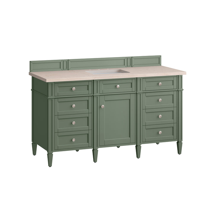 Brittany 60" Single Vanity, Smokey Celadon w/ 3 CM Eternal Marfil Top