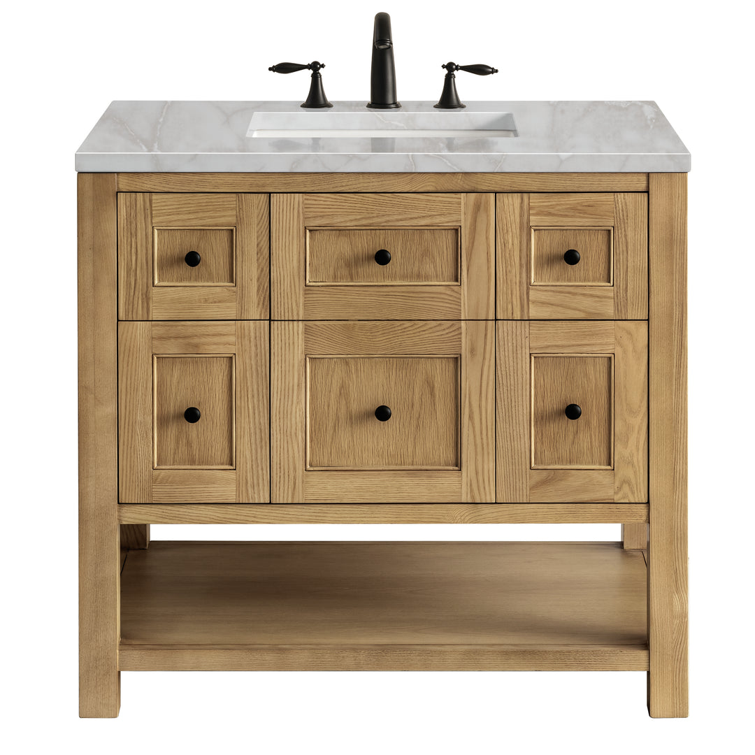 Breckenridge 36" Single Vanity, Light Natural Oak w/ 3 CM Victorian Silver Top