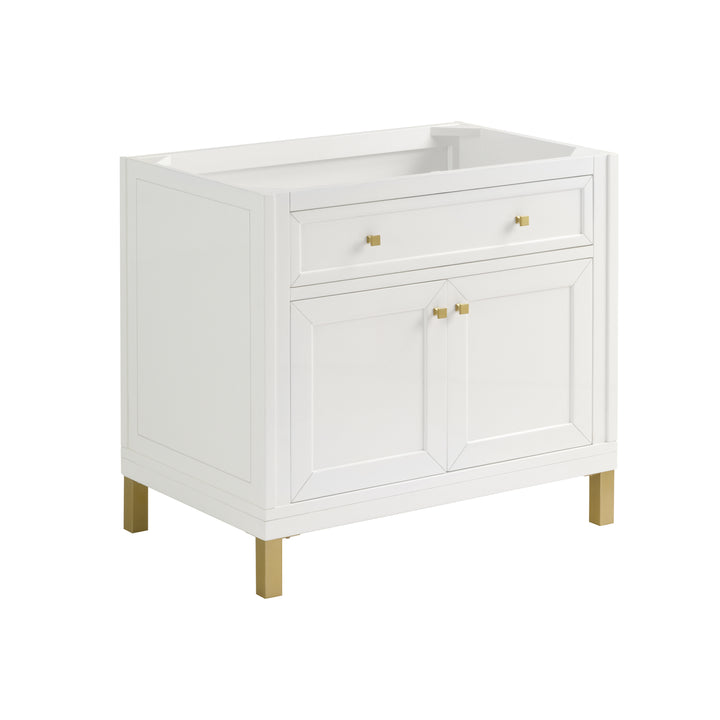Chicago 36" Single Vanity, Glossy White, w/ 3 CM Eternal Jasmine Pearl Silestone® Top