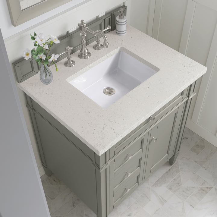 Brittany 30" Single Vanity, Urban Gray, w/ 3 CM Lime Delight Silestone Top