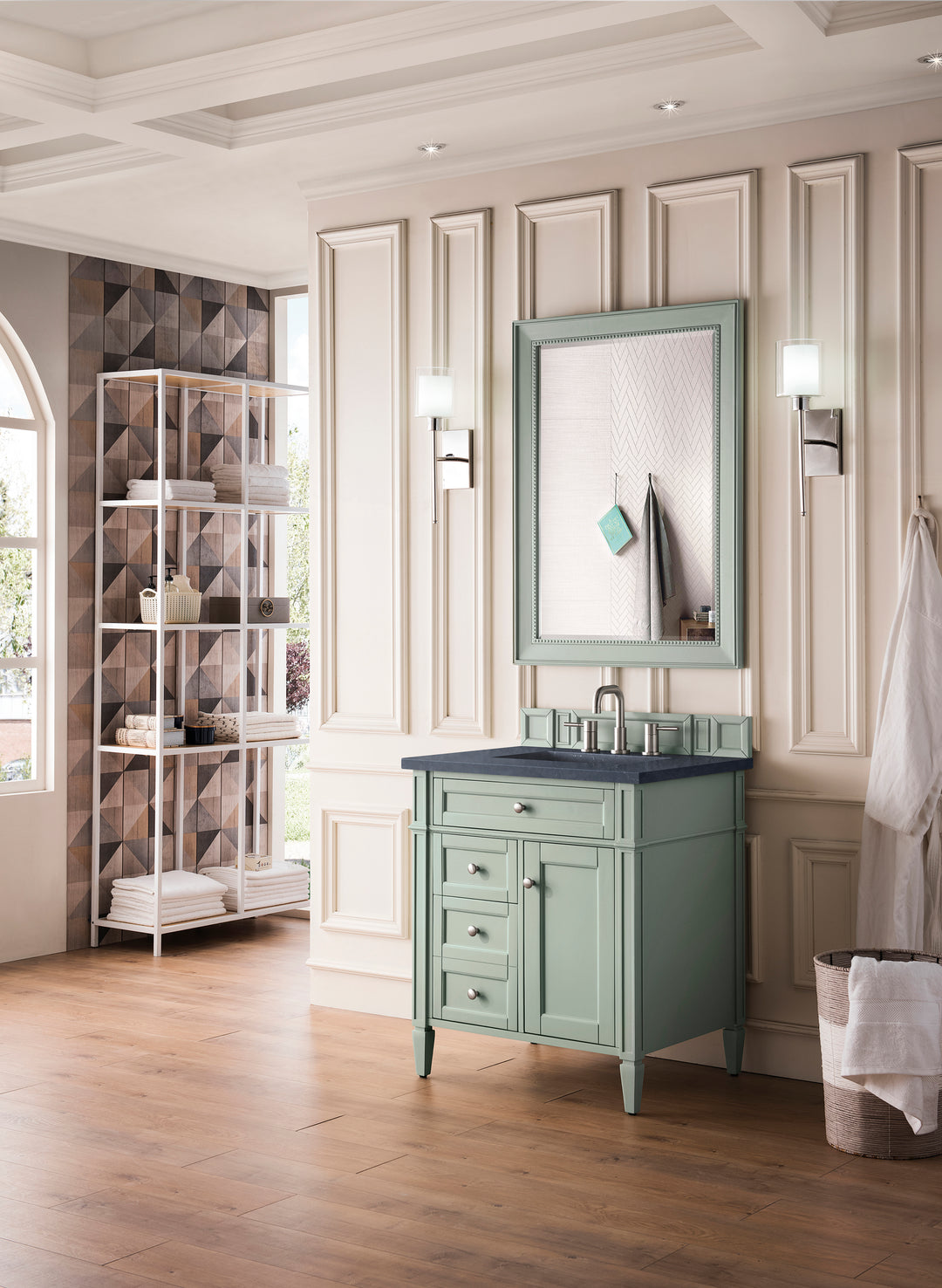 Brittany 30" Single Vanity, Sage Green, w/ 3 CM Charcoal Soapstone Silestone Top