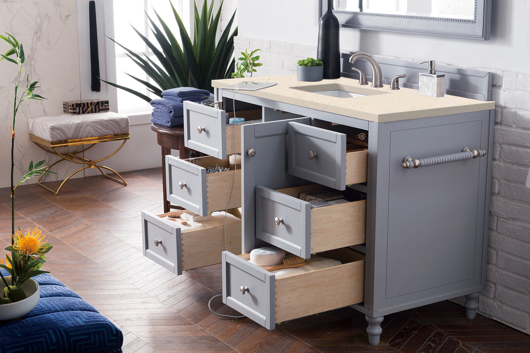 Copper Cove Encore 48" Single Vanity, Silver Gray w/ 3 CM Eternal Marfil Silestone Top