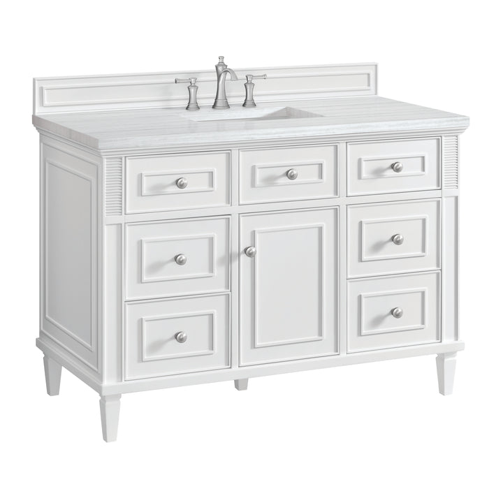 Lorelai 48" Single Vanity, Bright White w/ 3 CM Arctic Fall Solid Surface Top