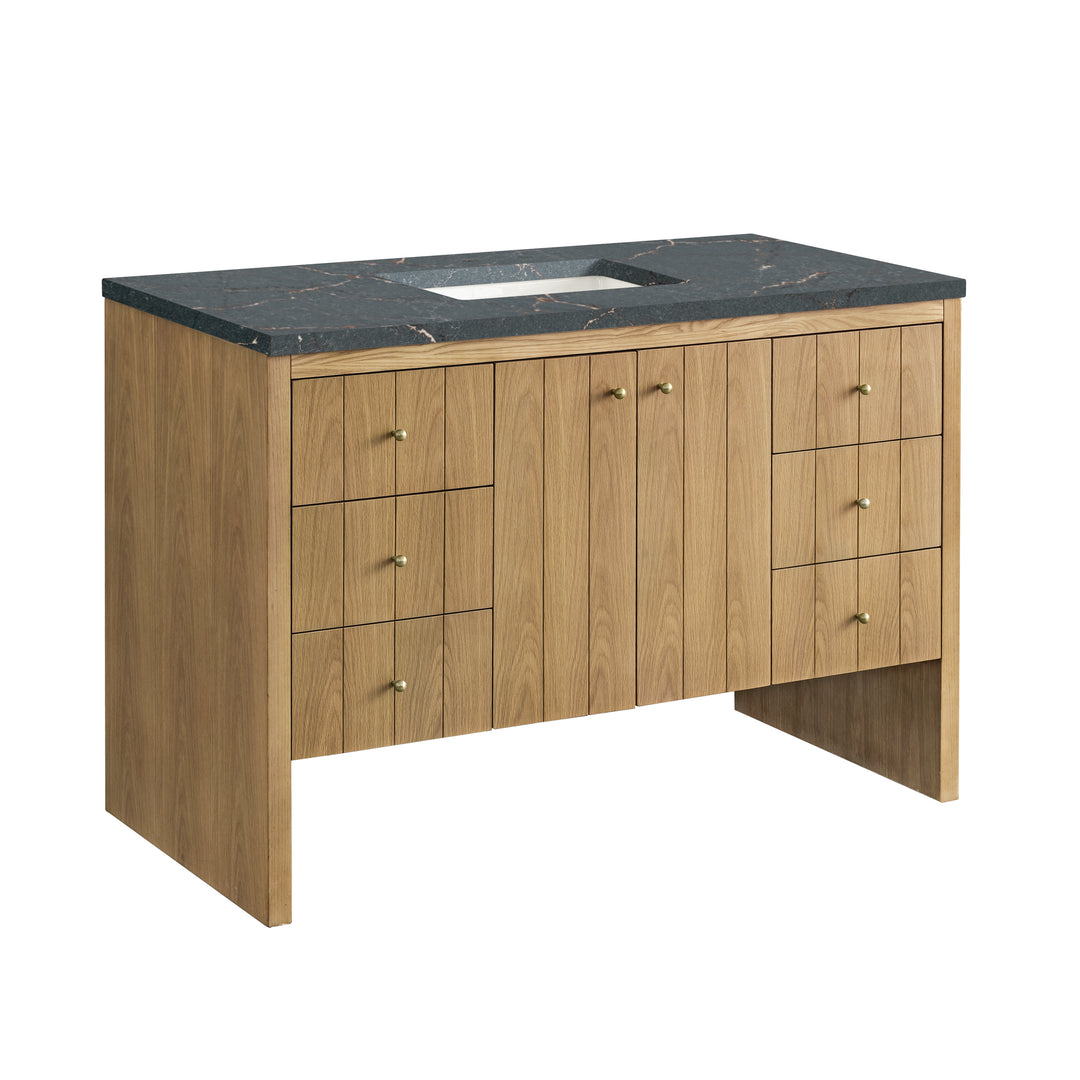 Hudson 48" Single Vanity, Light Natural Oak w/ 3 CM Parisien Bleu Top