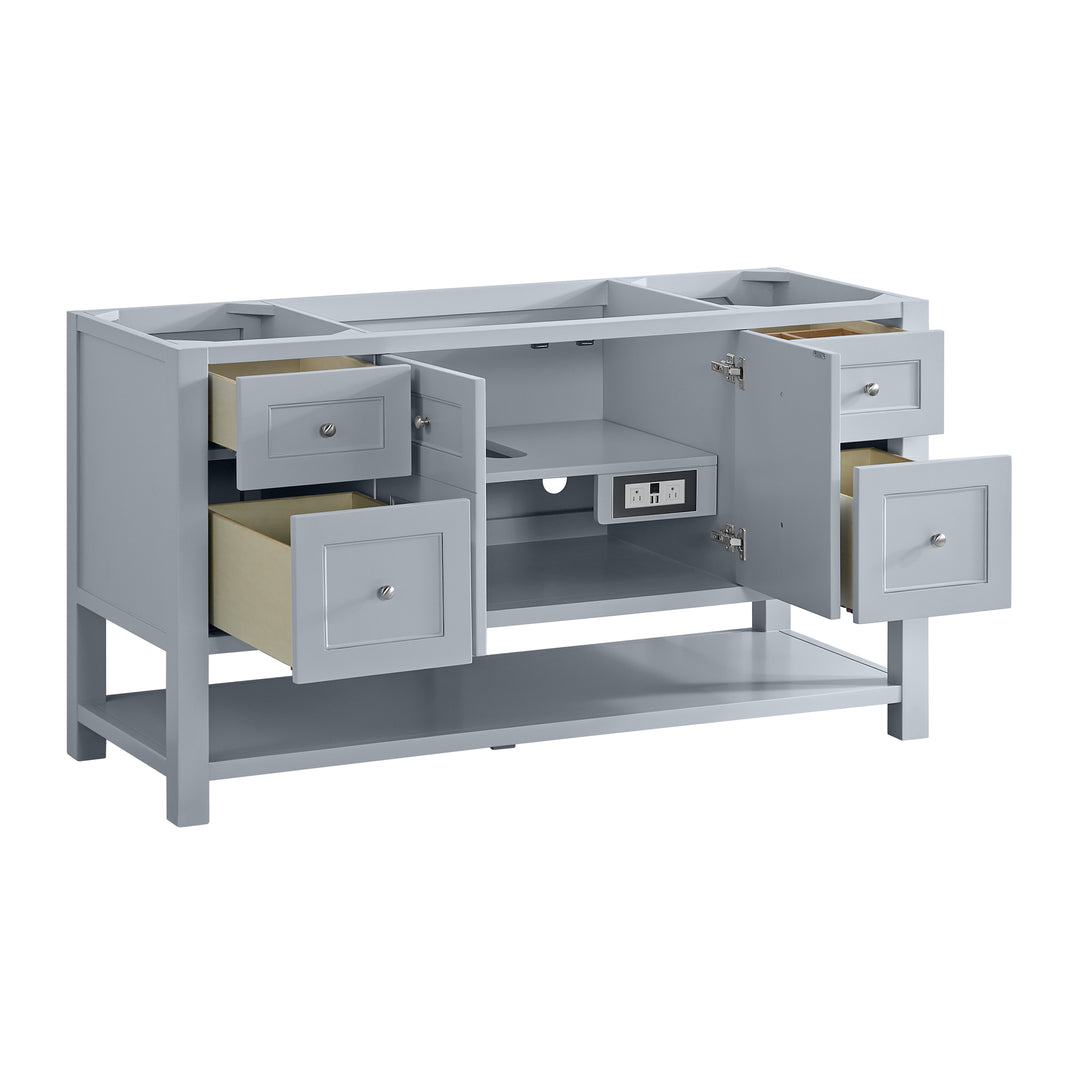 Breckenridge 60" Single Vanity, Serenity Blue, w/ 3 CM Arctic Fall Solid Surface Top