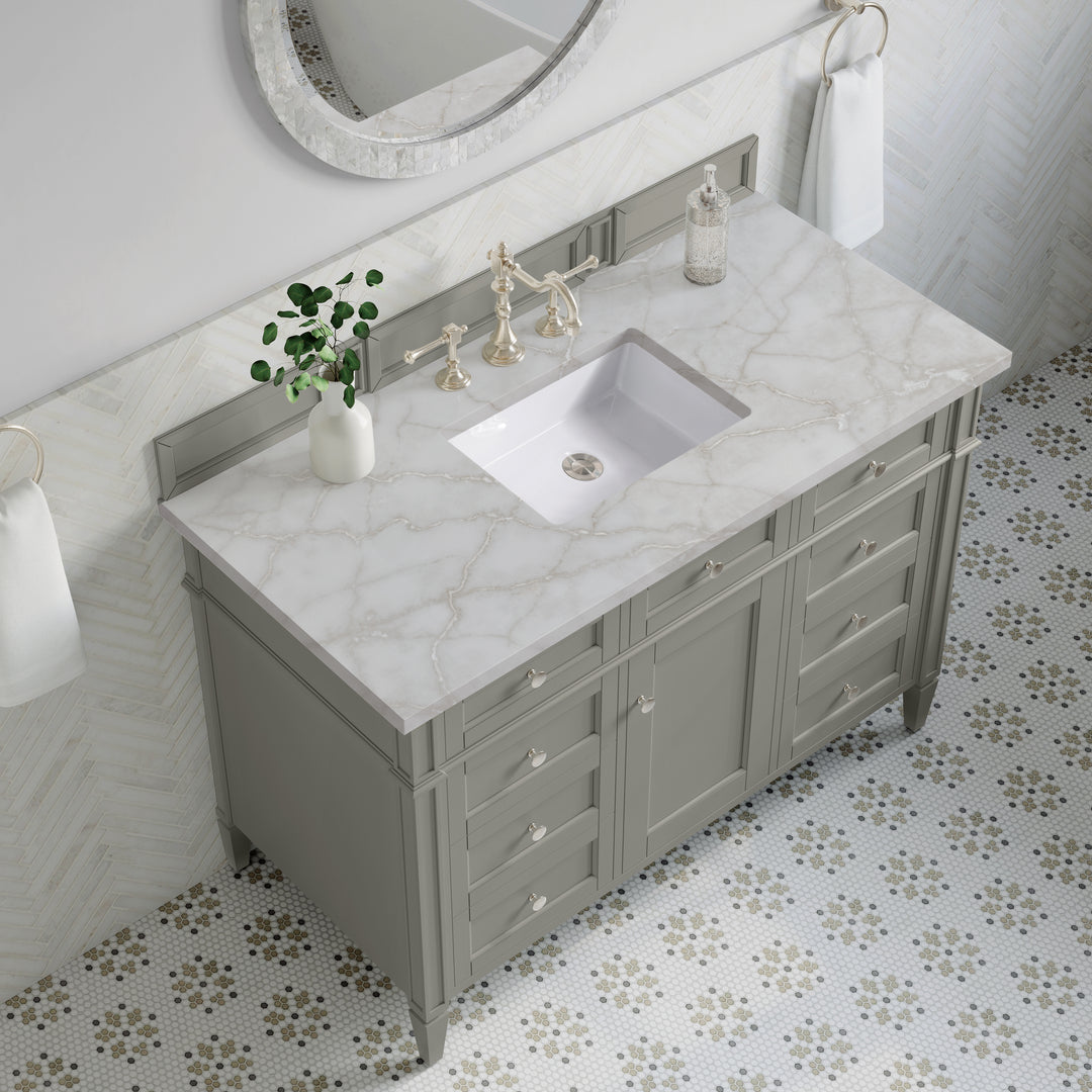 Brittany 48" Single Vanity, Urban Gray w/ 3 CM Victorian Silver Silestone Top