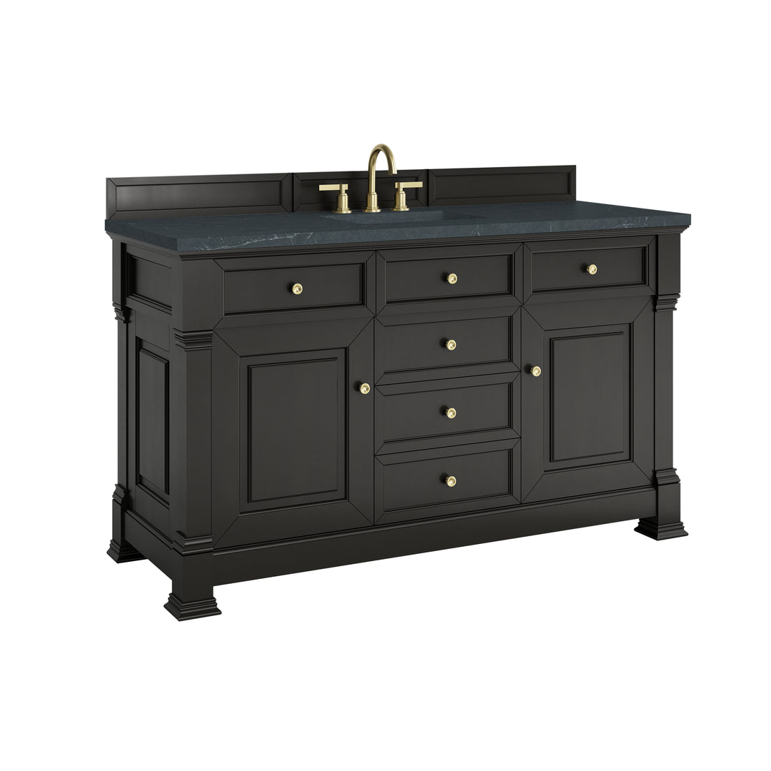 Brookfield 60" Single Vanity, Black Onyx w/3 CM Charcoal Soapstone Silestone® Top