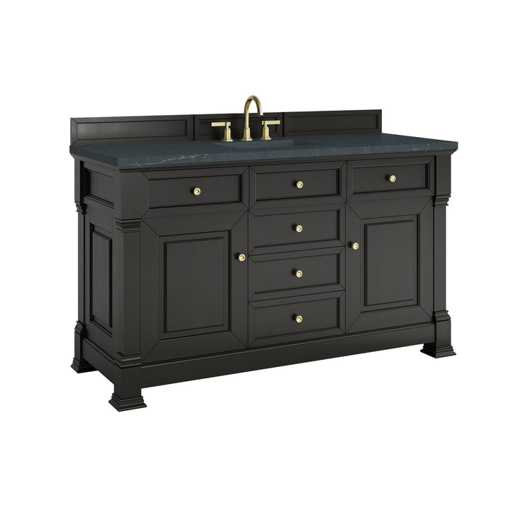 Brookfield 60" Single Vanity, Black Onyx w/3 CM Charcoal Soapstone Silestone® Top