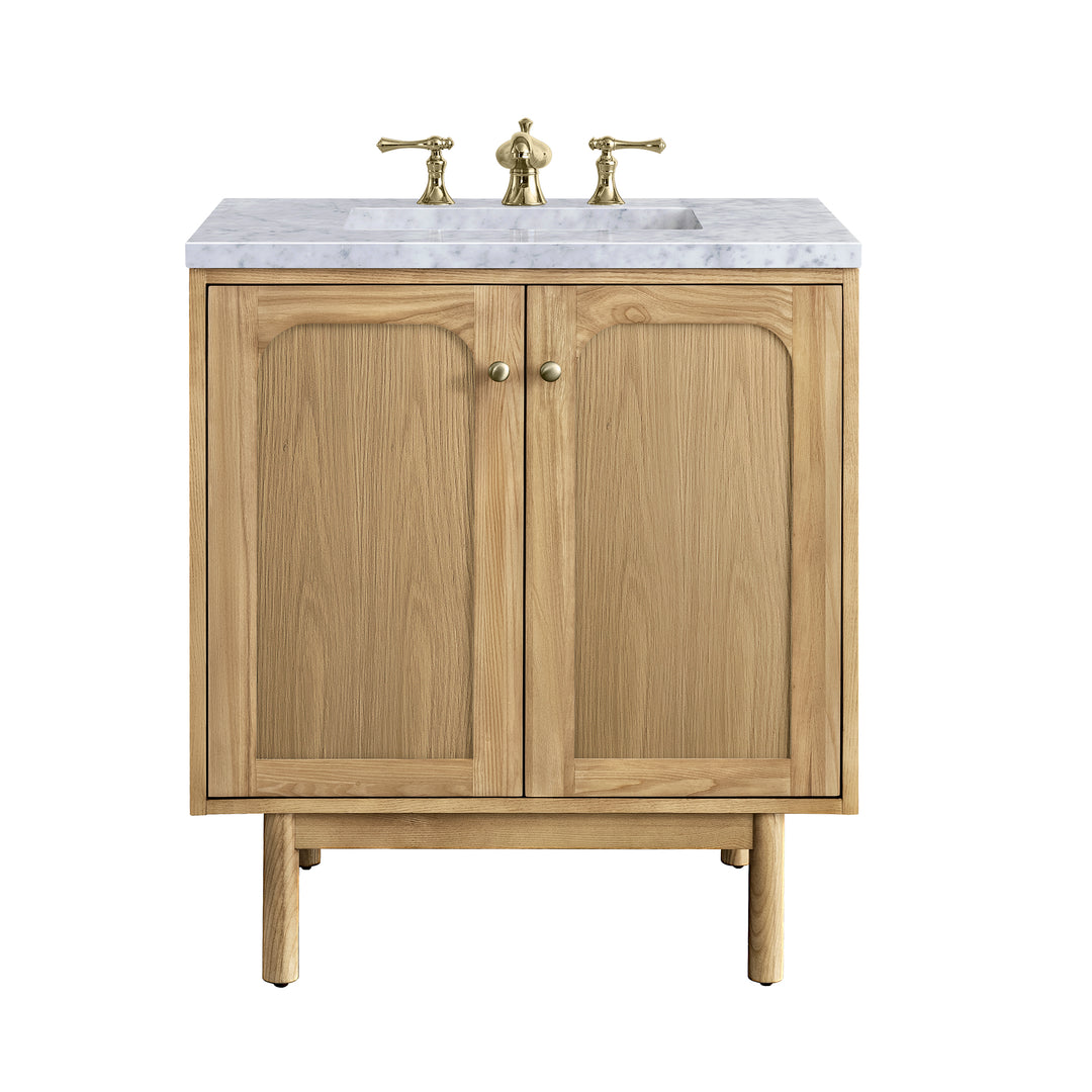 Laurent 30" Single Vanity, Light Natural Oak w/ 3 CM Carrara Marble Top