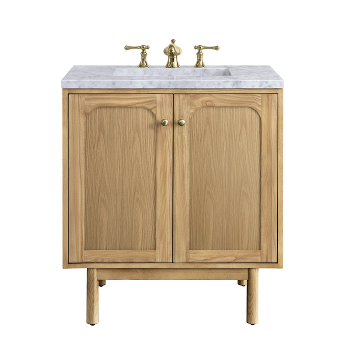 Laurent 30" Single Vanity, Light Natural Oak w/ 3 CM Carrara Marble Top