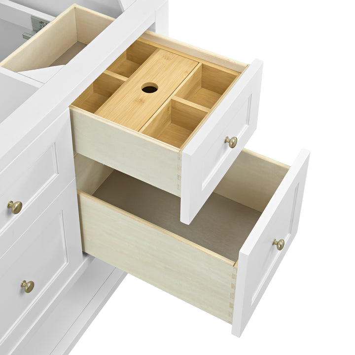 Breckenridge 60" Single Vanity, Bright White, w/ 3 CM White Zeus Quartz Top