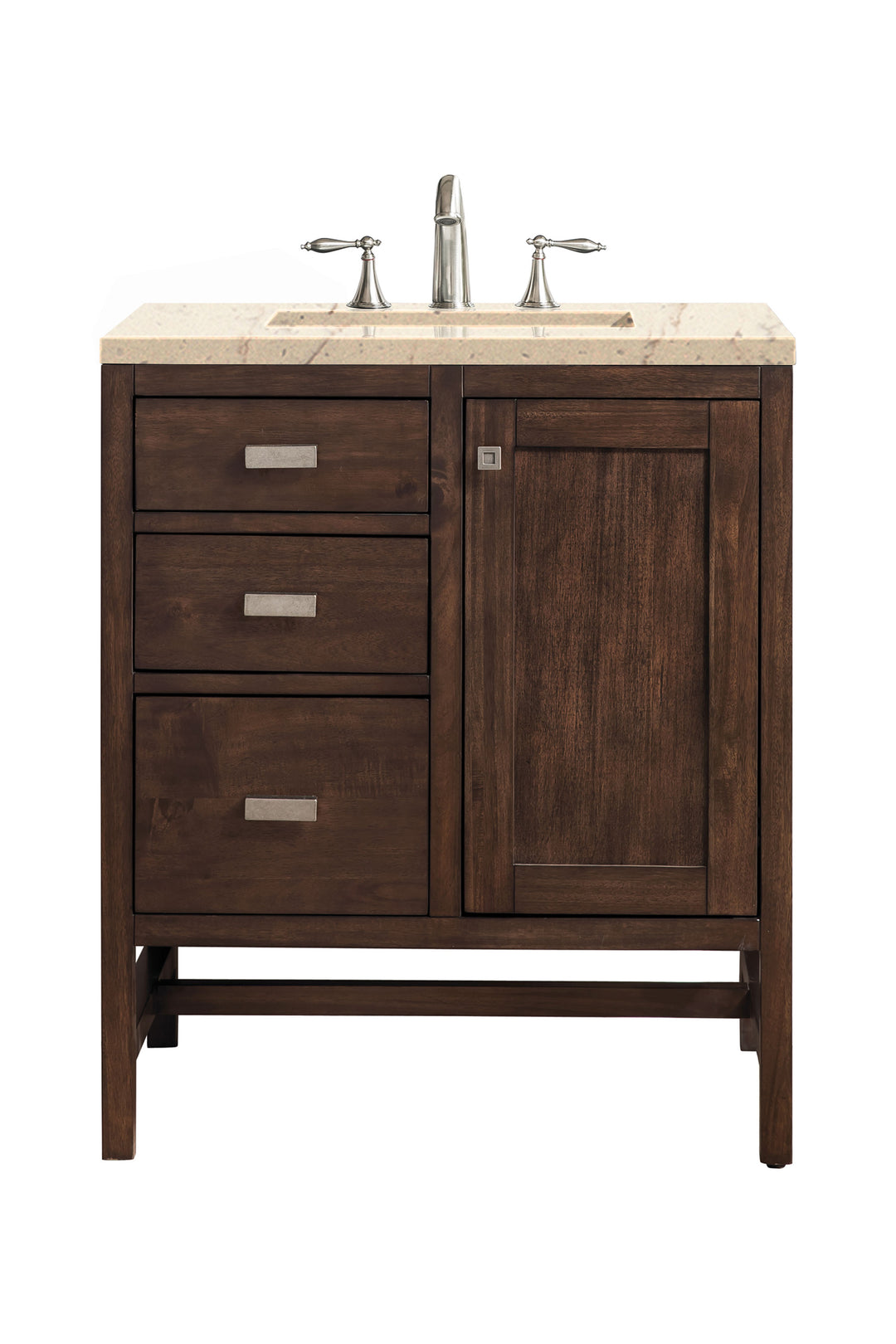 Addison 30" Single Vanity, Mid-Century Acacia w/ 3 CM Eternal Marfil Silestone Top