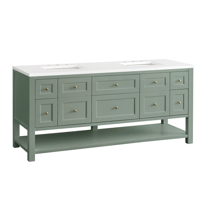 Breckenridge 72" Double Vanity Base Only, Smokey Celadon