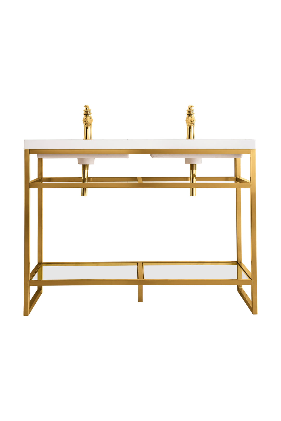 Boston 47" Double Console Vanity, Radiant Gold w/ White Glossy Composite Stone Top