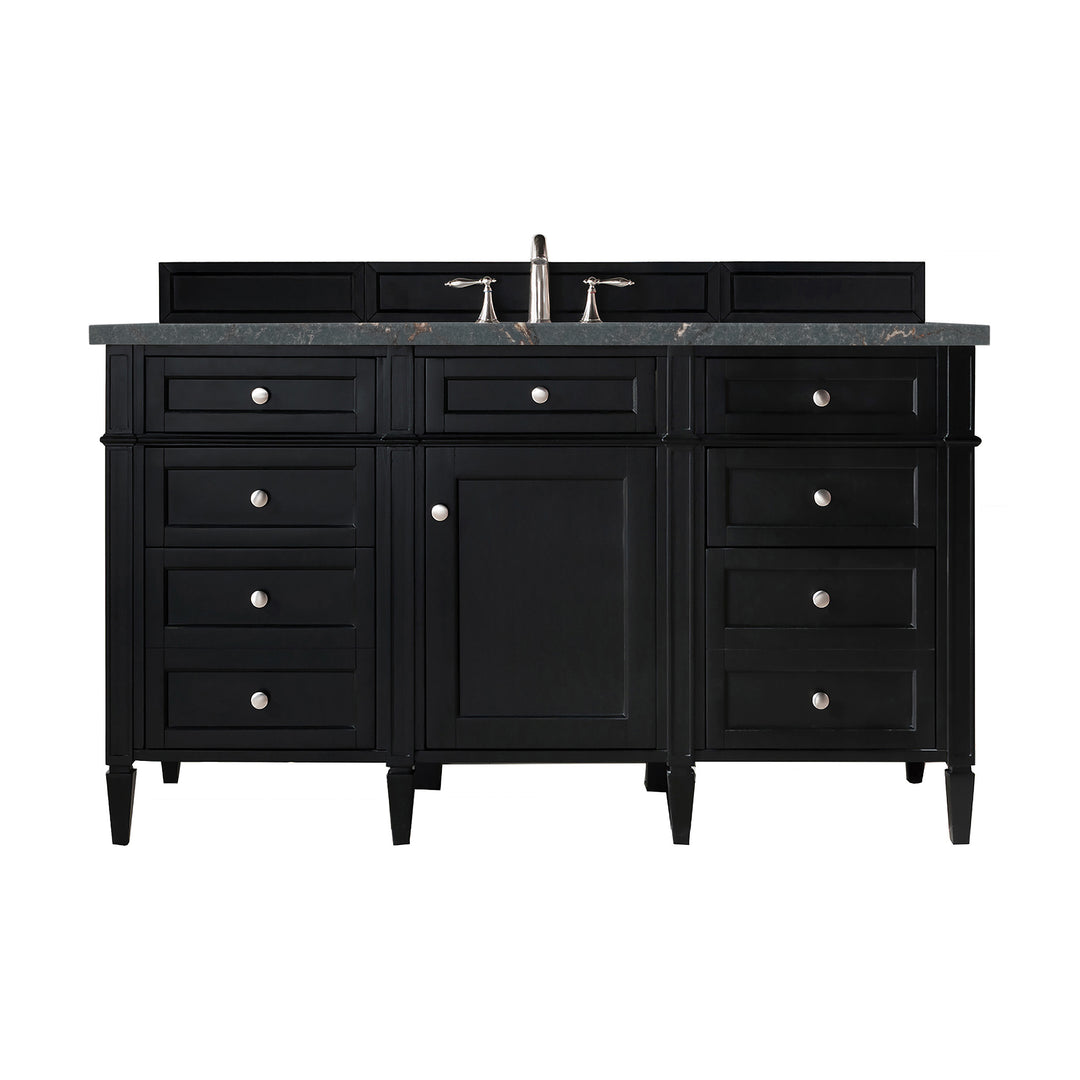Brittany 60" Single Vanity, Black Onyx w/ 3 CM Parisien Bleu Silestone Top
